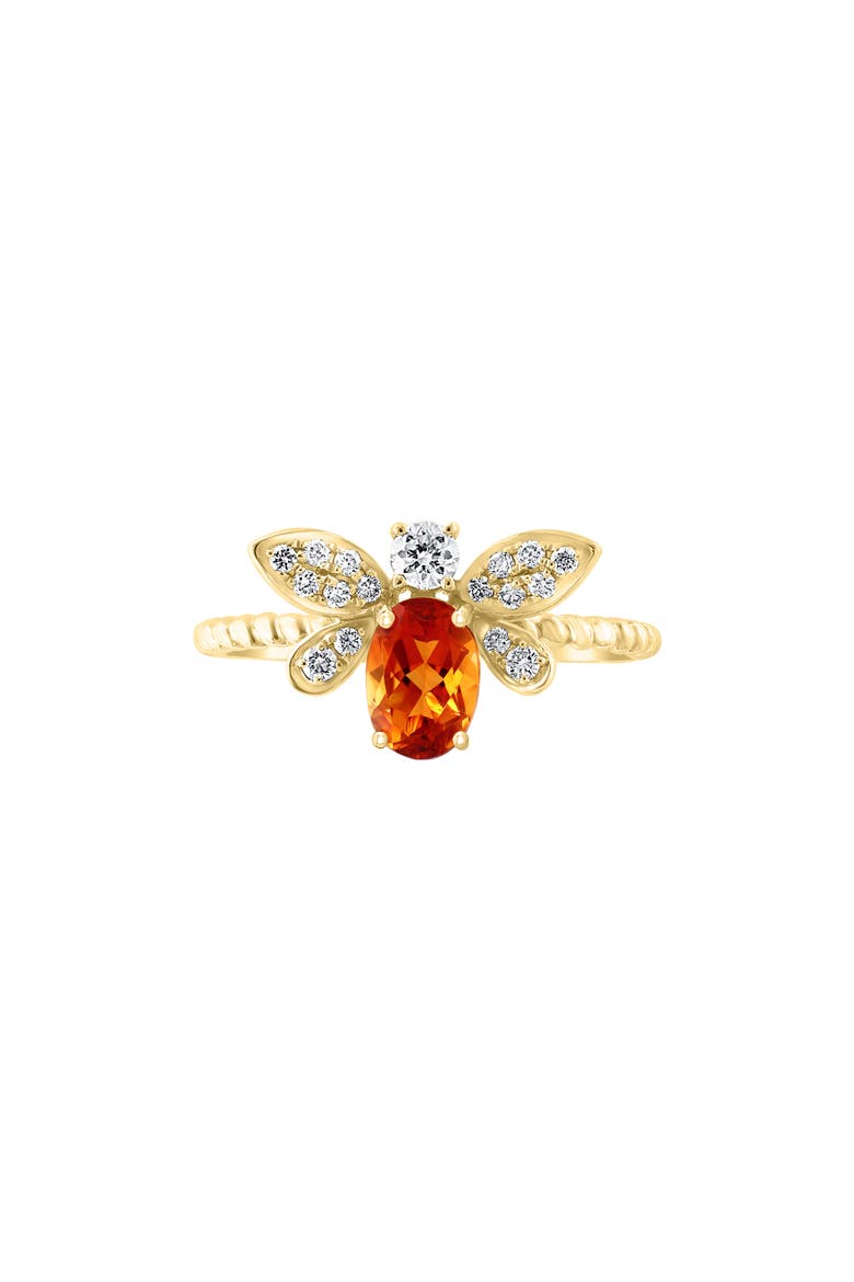 14K Yellow Gold Citrine & Diamond Bee Ring, Alternate, color, ORANGE