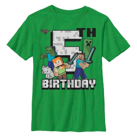 Boy's Minecraft Happy 5th Birthday  Graphic T-Shirt