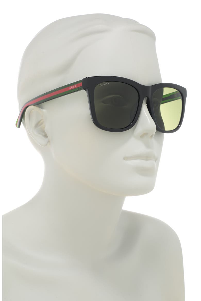 56mm Square Sunglasses, Alternate, color, BLACK GREEN GREEN
