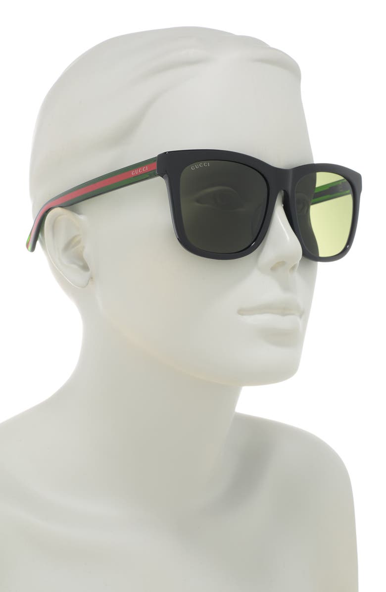 Gucci 56mm Square Sunglasses, Alternate, color, Black Green Green