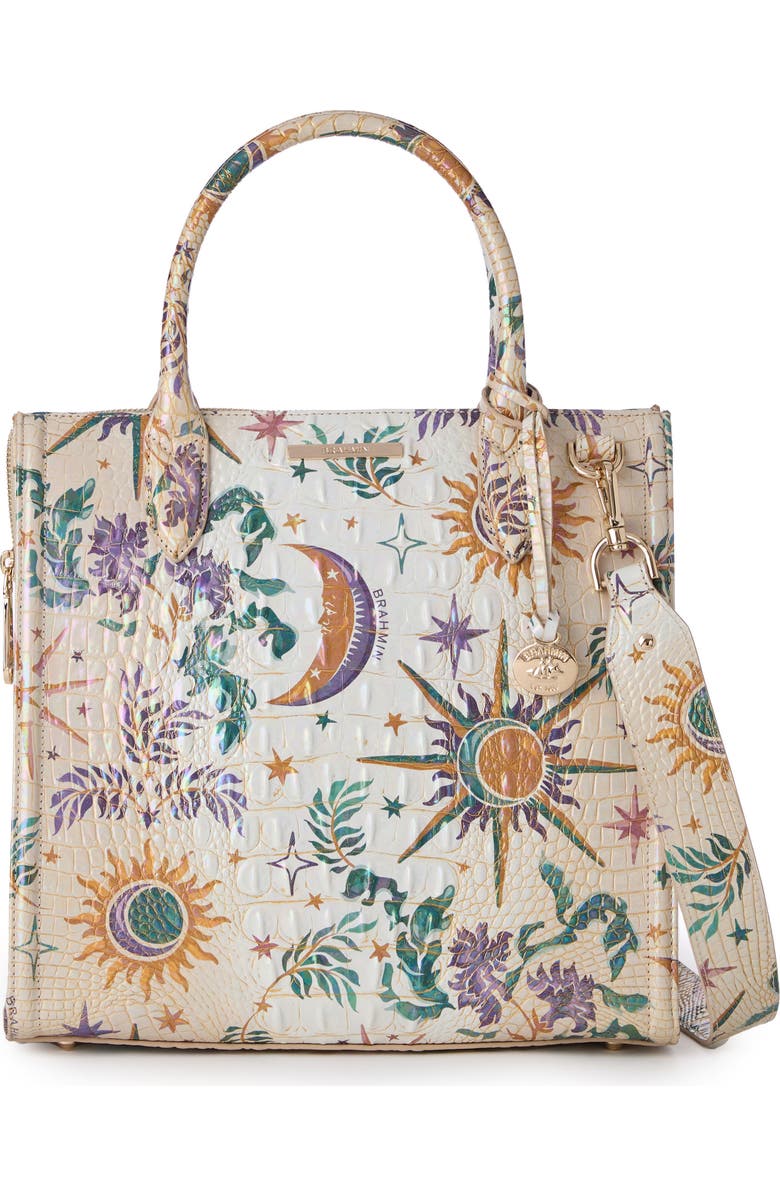 Brahmin Caroline Croc Embossed Painted Leather Satchel, Alternate, color,