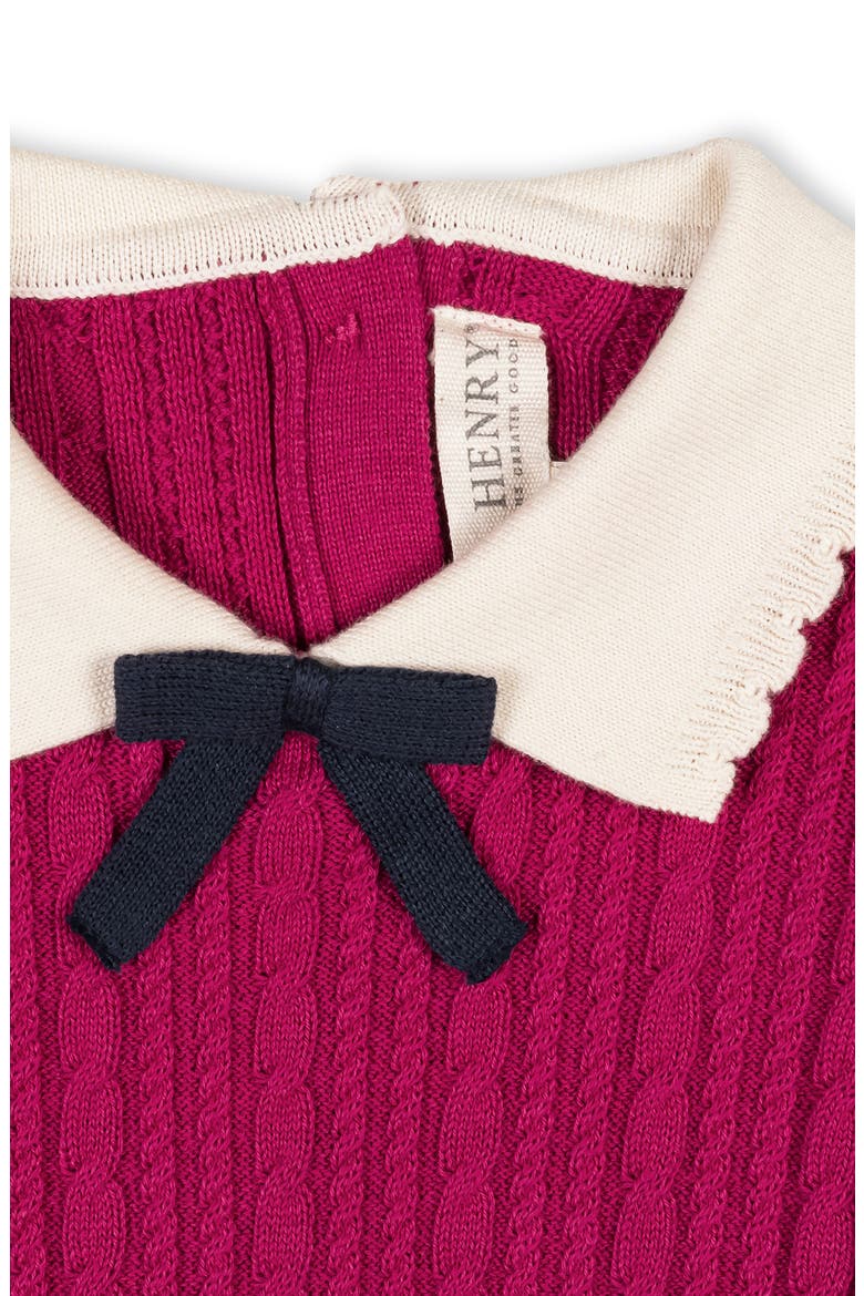 Kids' Organic Collared French Cable Sweater Dress, Alternate, color, Vivid Pink