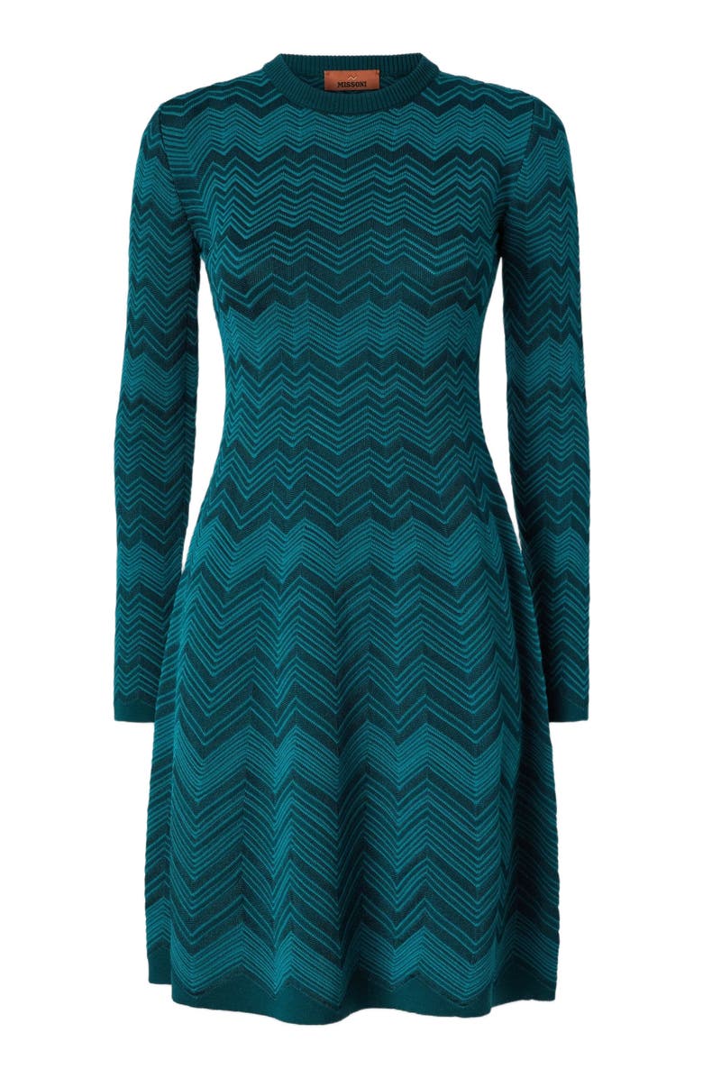 Missoni Long Sleeve Short Dress With Chevron Pattern, Alternate, color, Multicoloured