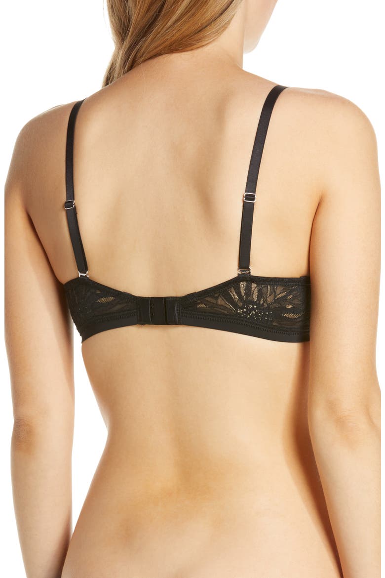 Sleek Micro Lace Underwire Convertible Push-Up Bra, Alternate, color, BLACK