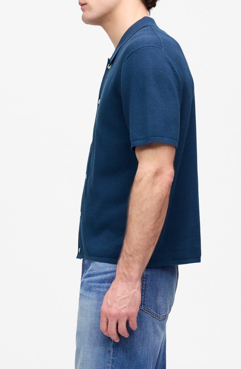 Madewell Short Sleeve Tuck Stitch Button-Up Shirt, Alternate, color, True Indigo