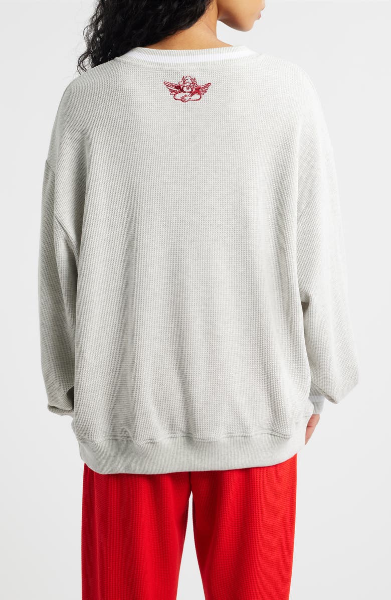 BOYS LIE Wrap Me in a Bow Hayley V-Neck Sweatshirt, Alternate, color, Heather Grey