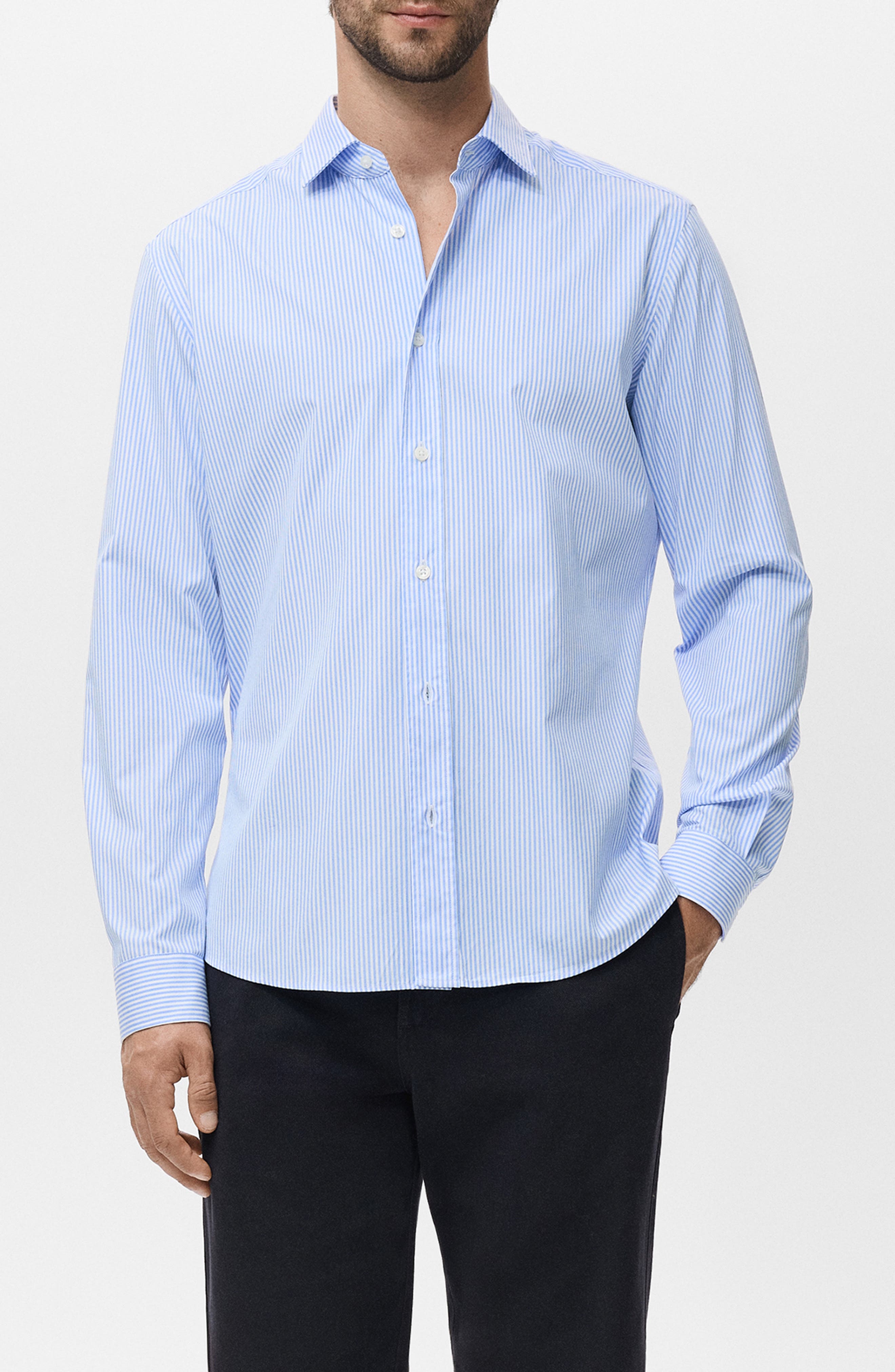 Regular Fit Stripe Cotton Button-Up Shirt - image 5