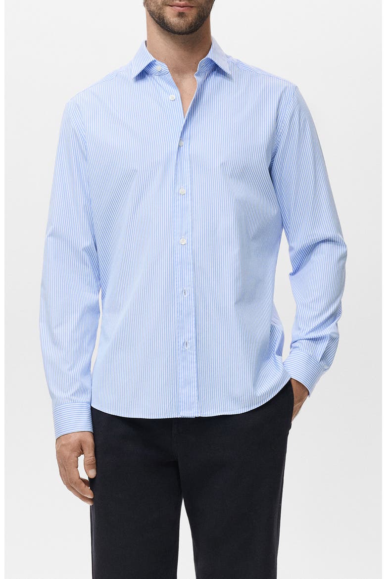 Regular Fit Stripe Cotton Button-Up Shirt, Main, color, SKY BLUE