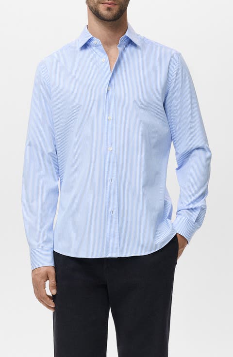 Regular Fit Stripe Cotton Button-Up Shirt