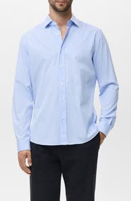 MANGO Regular Fit Stripe Cotton Button-Up Shirt