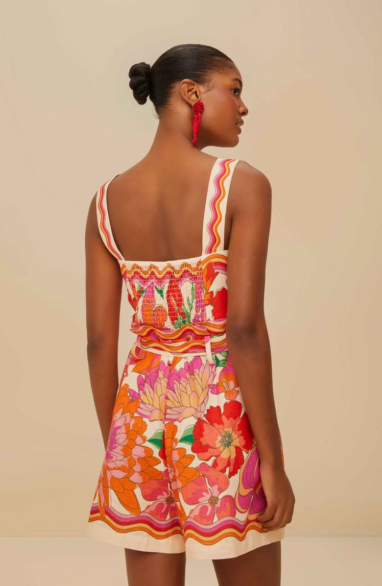 FARM Rio Spring Affair Linen Blend Romper, Alternate, color, 