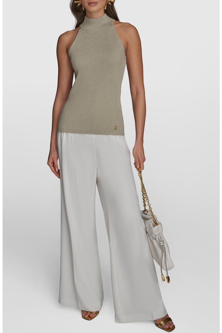 Sleeveless Mock Neck Sweater, Alternate, color, GOLD METALLIC