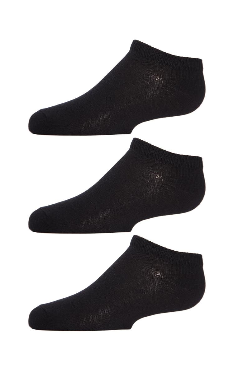 MeMoi Kids Low Cut Cotton Blend Socks 3-Pack, Main, color, Black