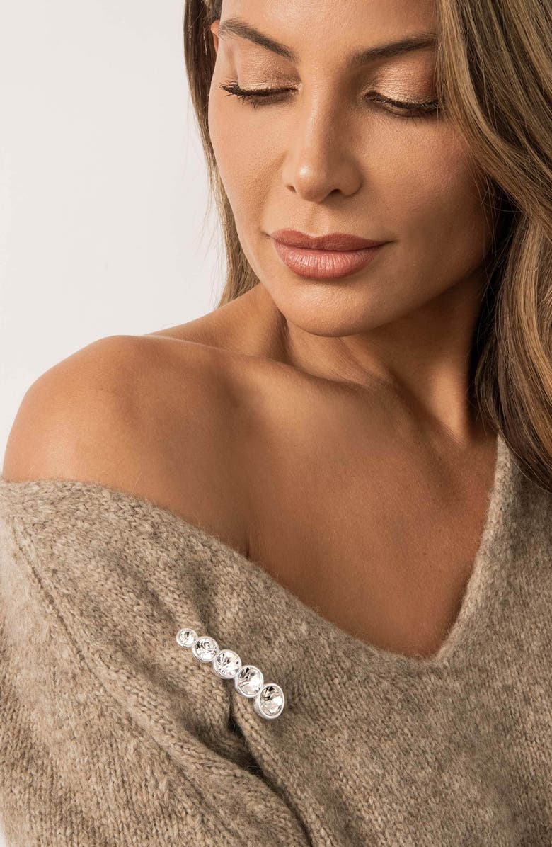 Ettika Crystal Line Brooch, Alternate, color, Silver