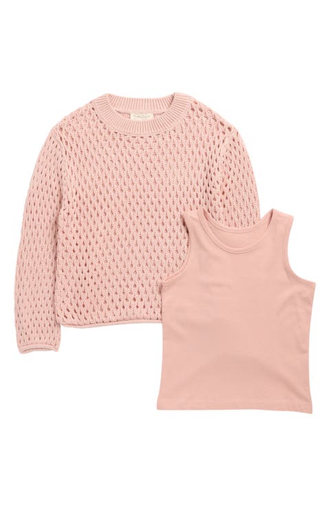 Kids' Tank & Open Stitch Sweater Set