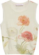 Carolina Herrera Poppy Print Silk 
Cotton Sweater Tank