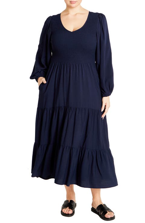 Athena Freya Long Sleeve Tiered Maxi Dress (Plus)