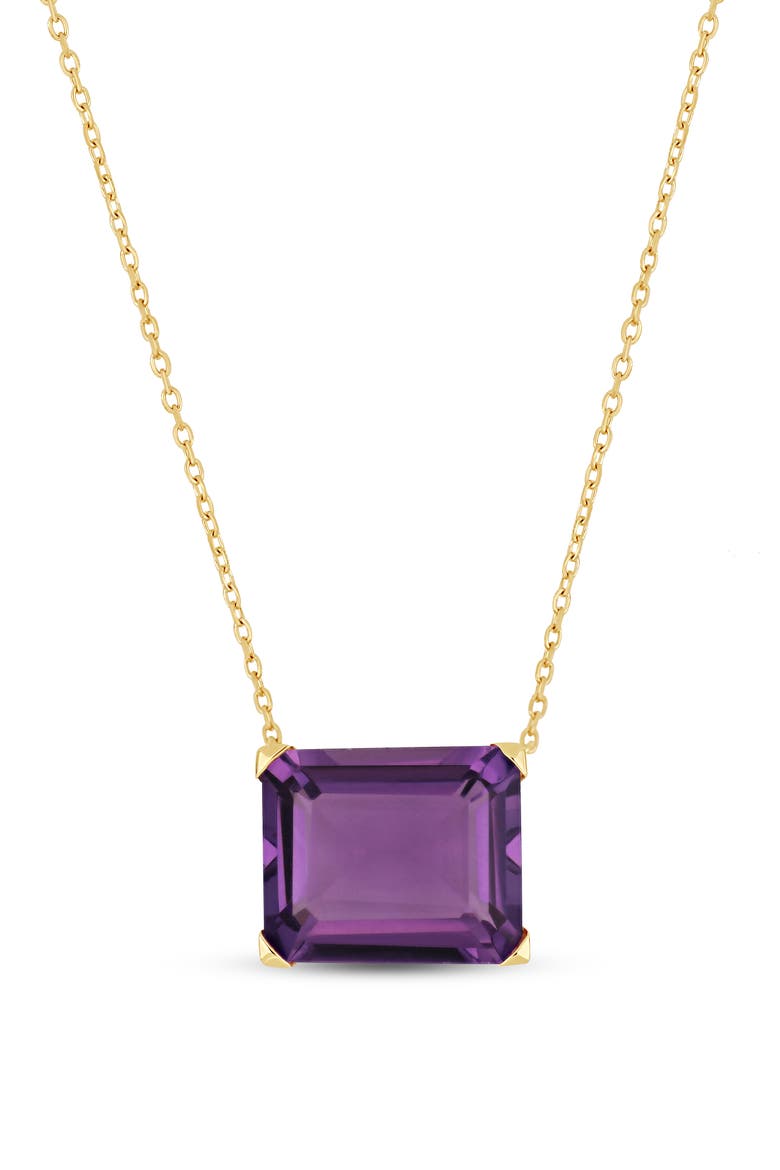 14K Yellow Gold Semiprecious Stone Cube Pendant Necklace, Main, color, 14K GOLD/ PURPLE