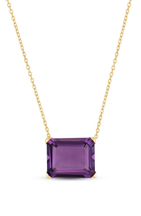 14K Yellow Gold Semiprecious Stone Cube Pendant Necklace