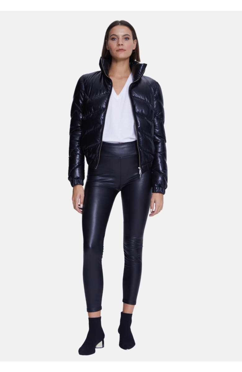 Furniq UK Octavia Leather Jacket, Alternate, color, Black