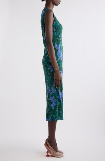 存在感絶大【Dries Van Noten】Printed satin midi dress DRIES VAN NOTEN Draped belted printed silk-satin midi dress