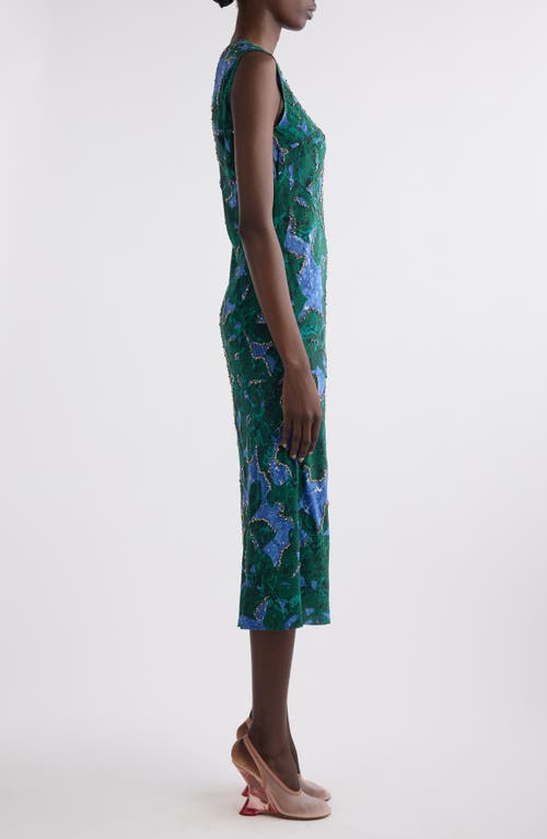 Shop Dries Van Noten Depal Print Embellished Silk Midi Dress In Malachite