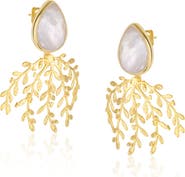 Spero London Mother Of Pearl Olive Branch Sterling Silver Earring