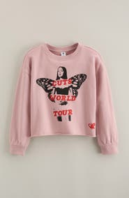 Treasure & Bond Kids' Graphic Raw Hem Crop Crewneck Sweatshirt