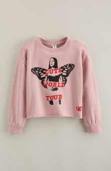 Kids' Graphic Raw Hem Crop Crewneck Sweatshirt