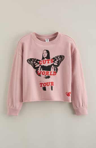 Kids' Graphic Raw Hem Crop Crewneck Sweatshirt