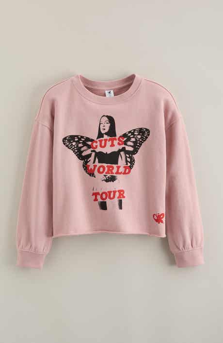 Kids' Graphic Raw Hem Crop Crewneck Sweatshirt
