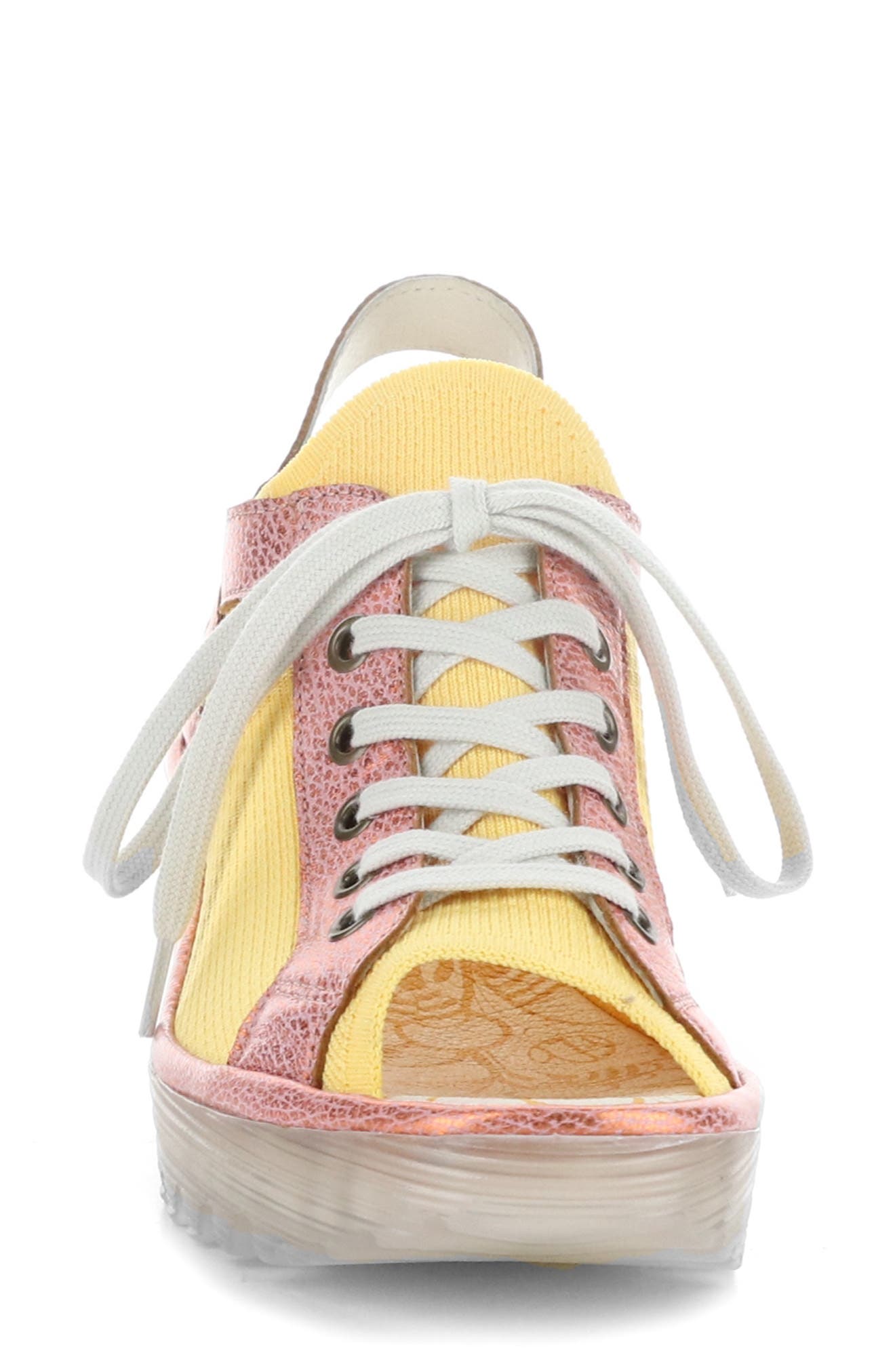 Yedu Lace-Up Wedge Sandal, Alternate, color, 015 SALMON LAMAR/ KNIT