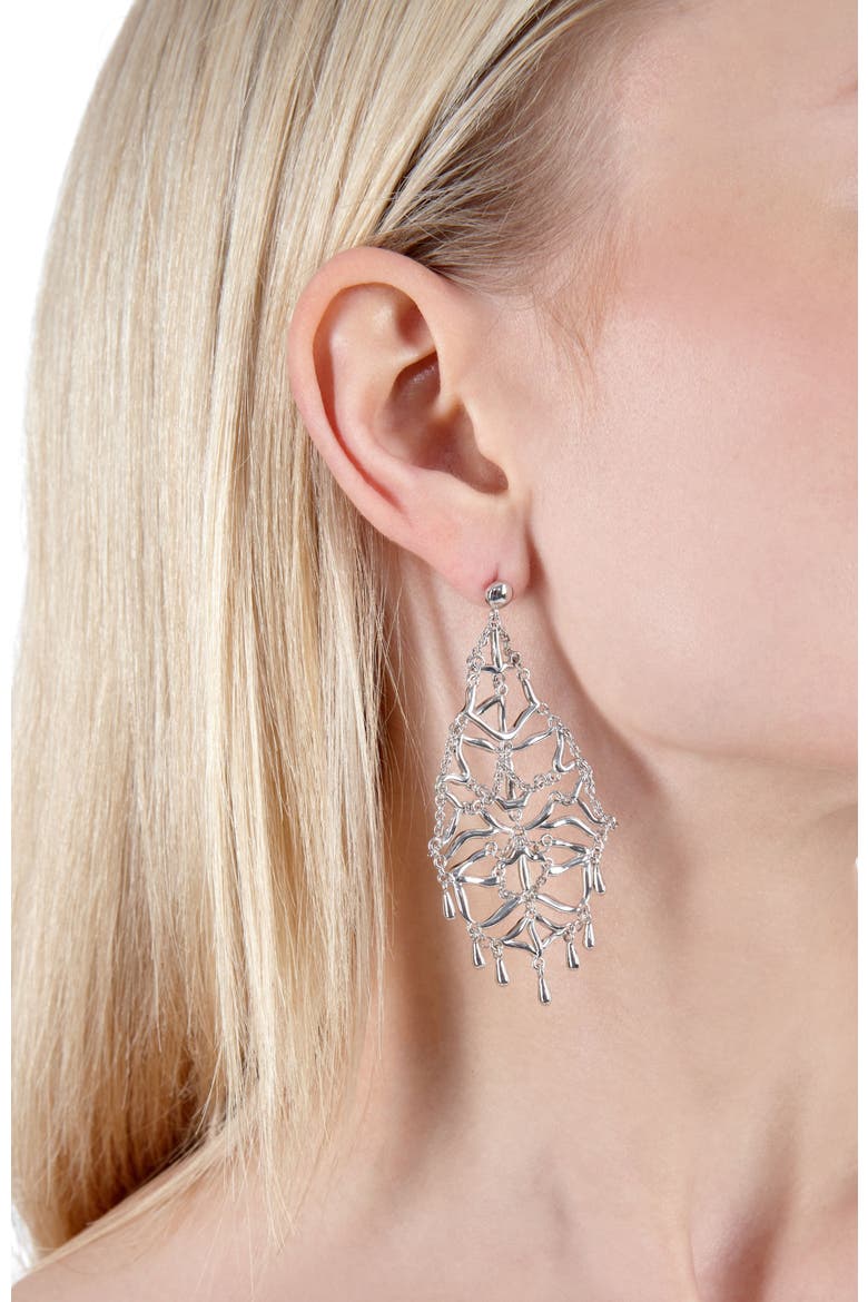 Element Web Earrings, Alternate, color, Sterling Silver