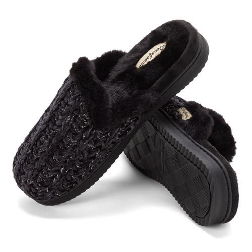 Dearfoams Paris Chenille Shaped Tab Scuff Slipper In Black