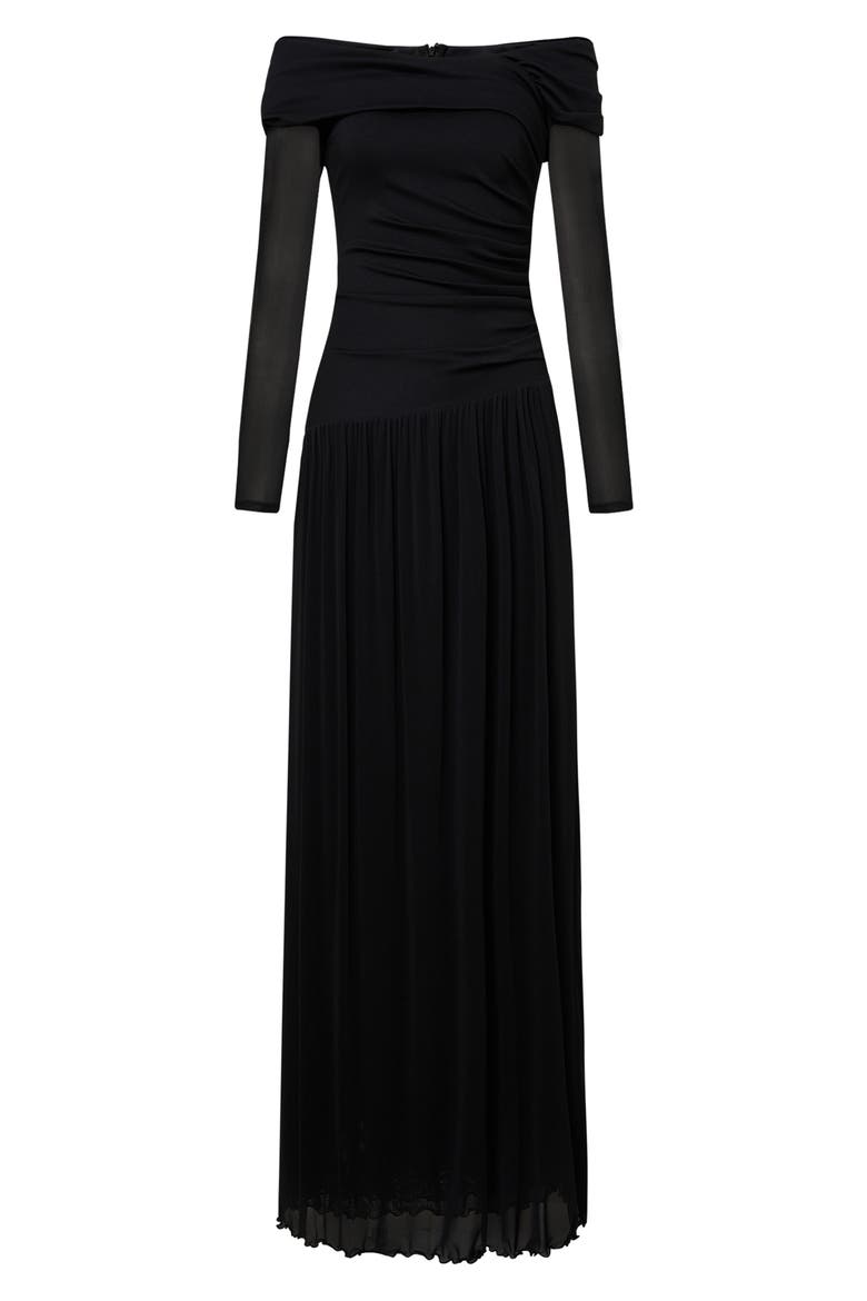 Aron Off the Shoulder Gown, Alternate, color, BLACK