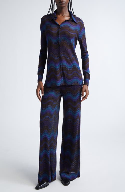 Missoni Wavy Stripe Raschel Knit Palazzo Pants In Multi