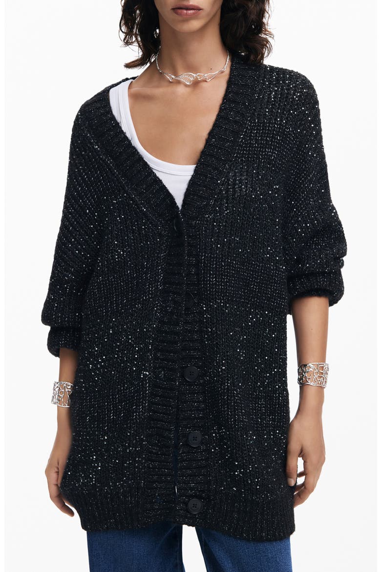Fredericton Sequin Cardigan, Main, color, BLACK