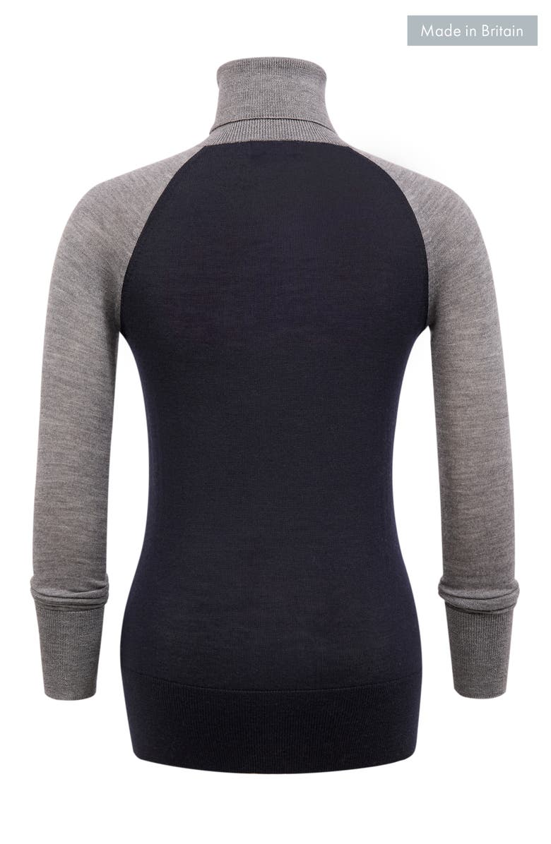 Celtic & Co. Merino Colour Block Roll Neck Sweater, Alternate, color, Navy / Grey