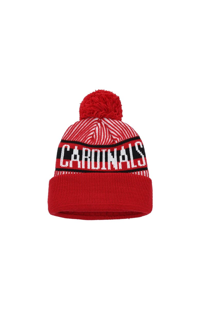 New Era Youth New Era Cardinal Arizona Cardinals Striped Cuffed Knit Hat with Pom, Alternate, color, Cardinal