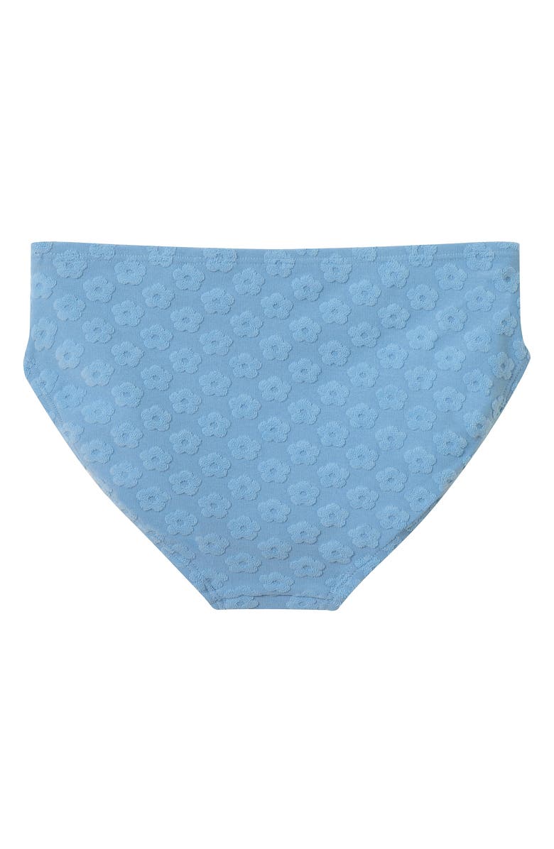 Andy & Evan Kids' Floral Jacquard Terry Two-Piece Swimsuit & Cover-Up Skirt Set, Alternate, color, Blue Terry