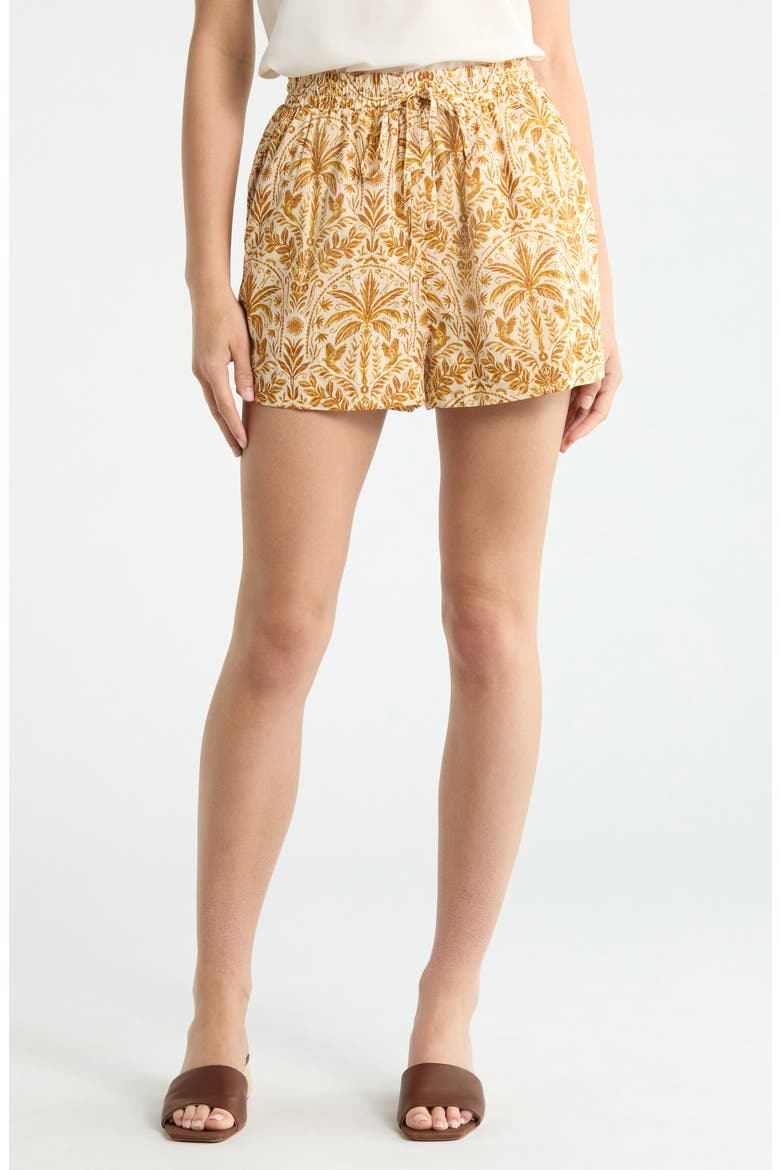 Calina Tropical Herta High Waist Shorts, Main, color, CREAM-BROWN