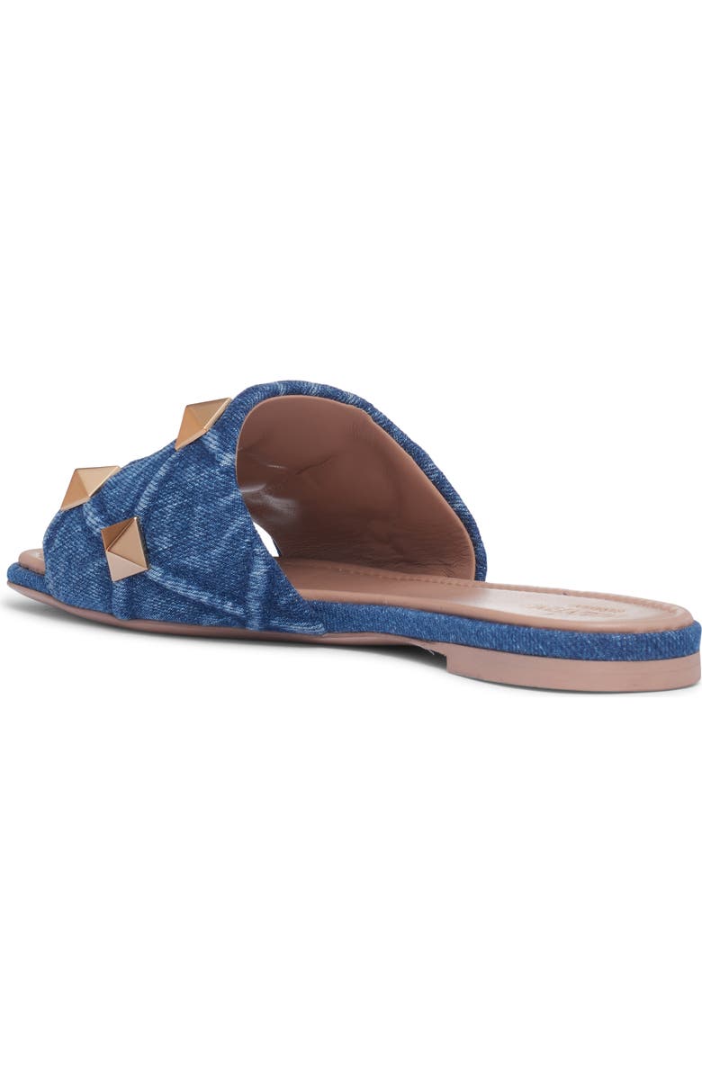 Valentino Garavani Roman Stud Matelassé Denim Slide Sandal, Alternate, color,