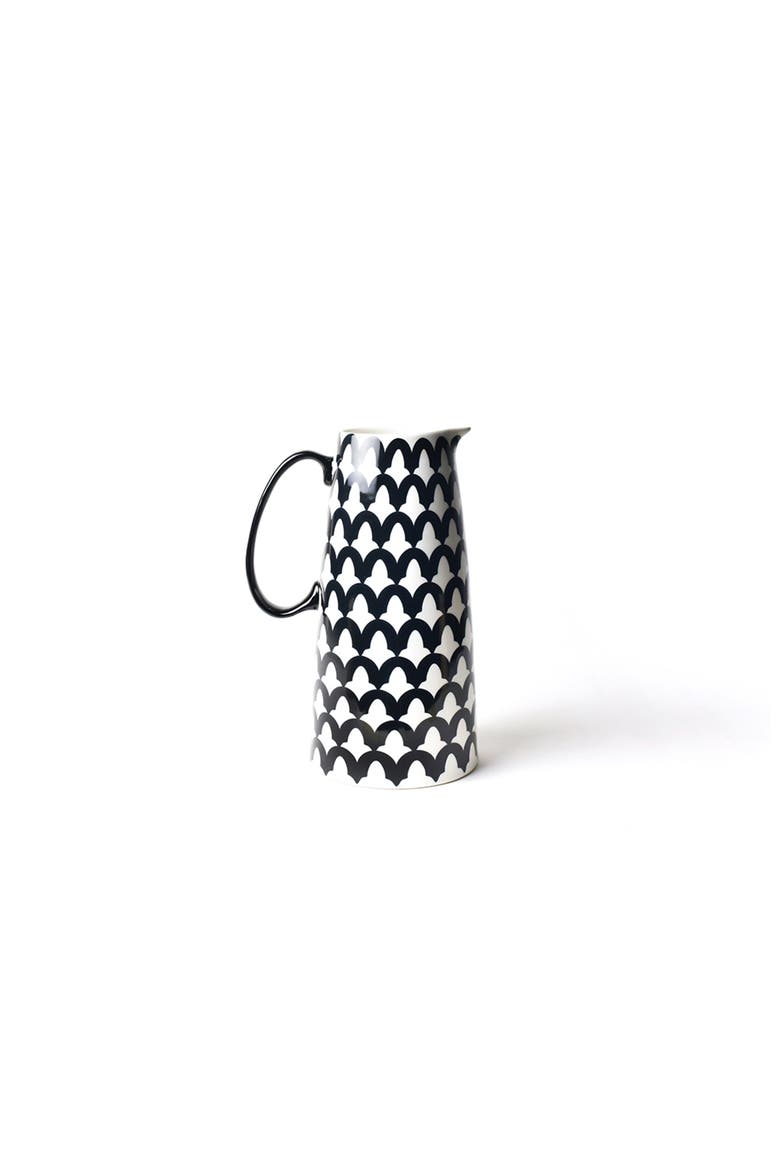 Black Arabesque Pedestal Pitcher, Main, color, Black