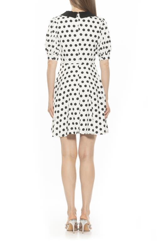 Alexia Admor Carys Puff Sleeve Fit & Flare Dress In Ivory Polka Dot