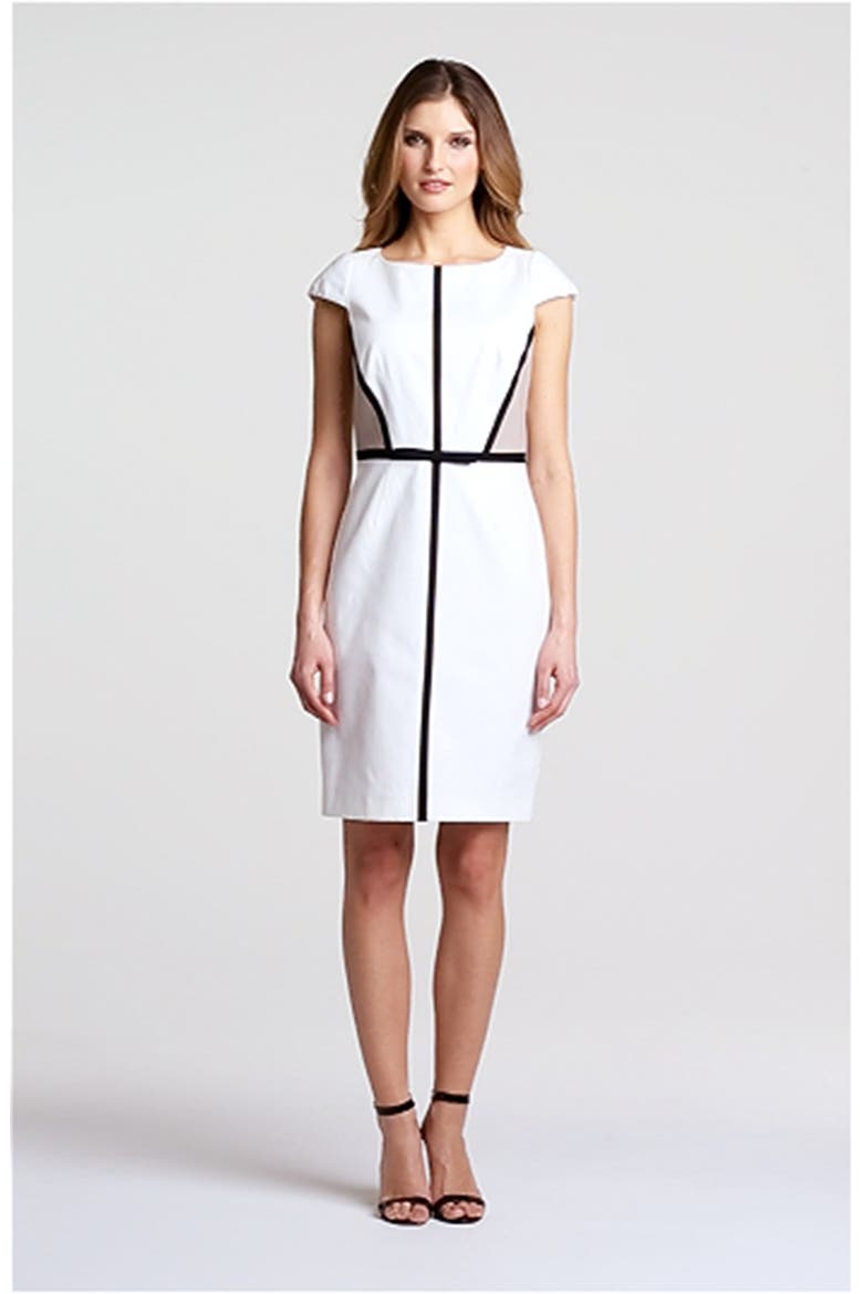 Colorblock Sheath Dress, Alternate, color, WHITE/ BLACK/ KHAKI