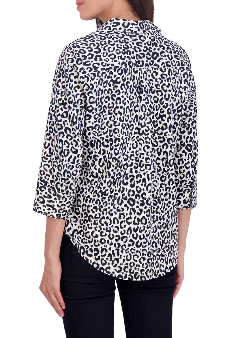 Charlie Leopard Print Cotton Button-Up Shirt, Alternate, color, BLACK/ WHITE
