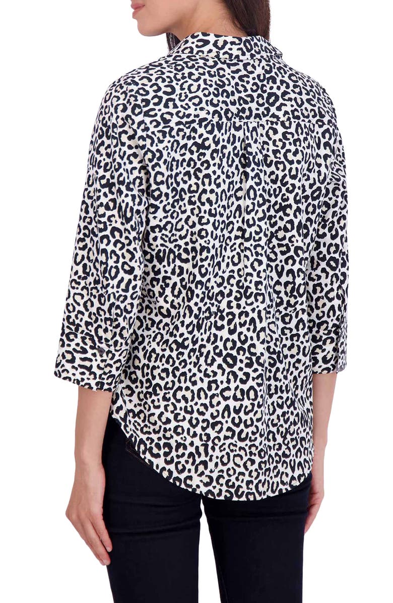 Foxcroft Charlie Leopard Print Cotton Button-Up Shirt, Alternate, color,