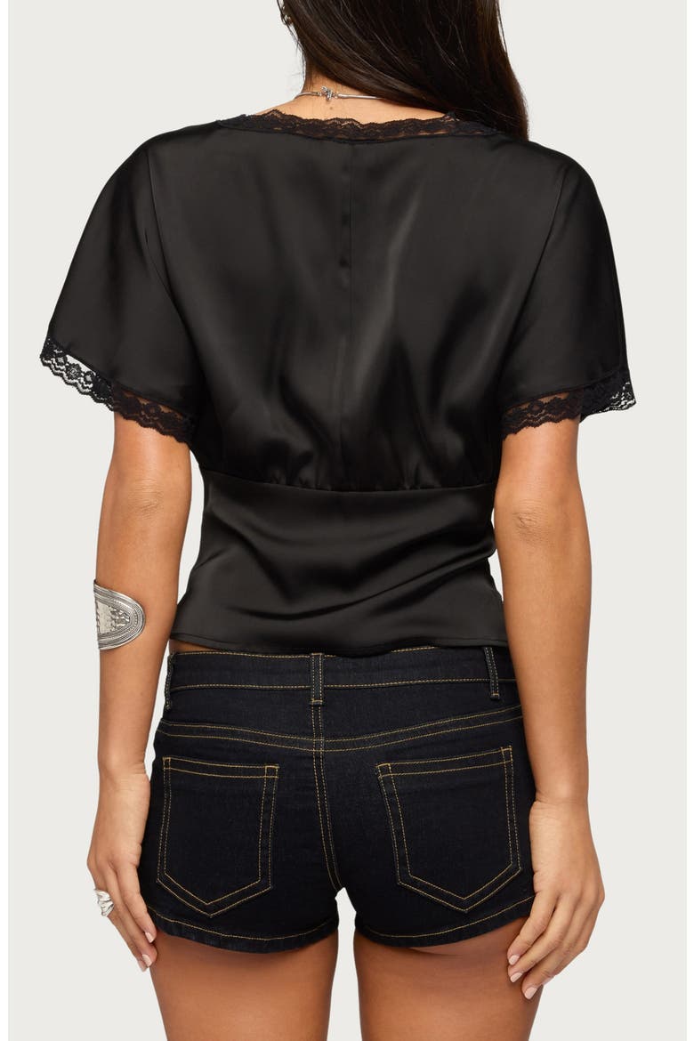 Ihara Lacey Cinched Waist Top, Alternate, color, BLACK