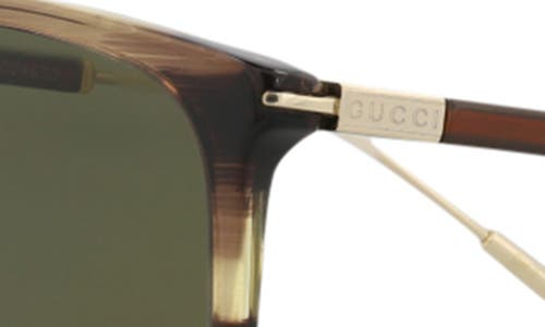 Gucci Novelty 58mm Rectangular Sunglasses In Havana Gold Green
