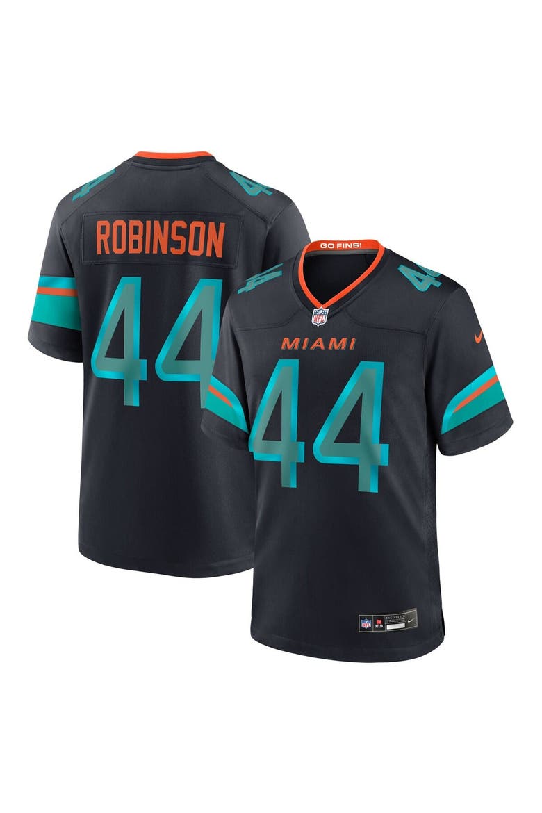 Men's Nike Chop Robinson Pitch Blue Miami Dolphins 2025 Rivalries Collection Game Jersey, Main, color, Navy